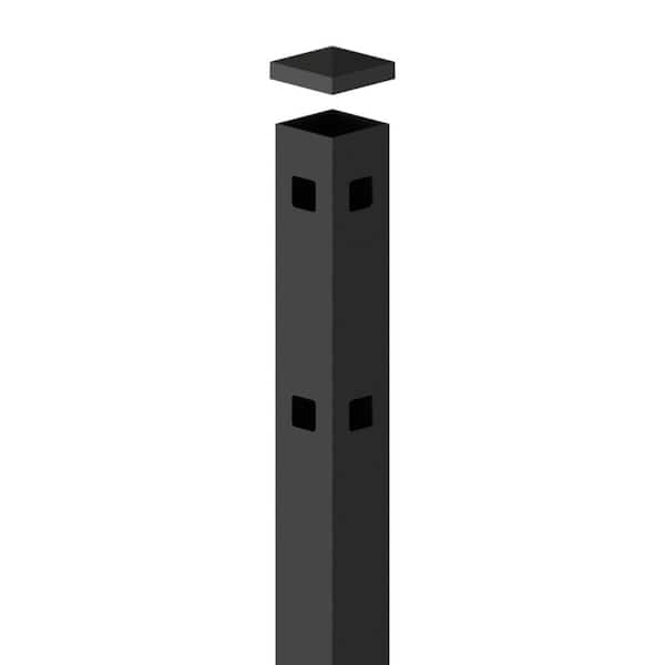 Barrette Outdoor Living 2 in. x 2 in. x 6-7/8 ft. Standard-Duty Black Aluminum Fence Corner Post
