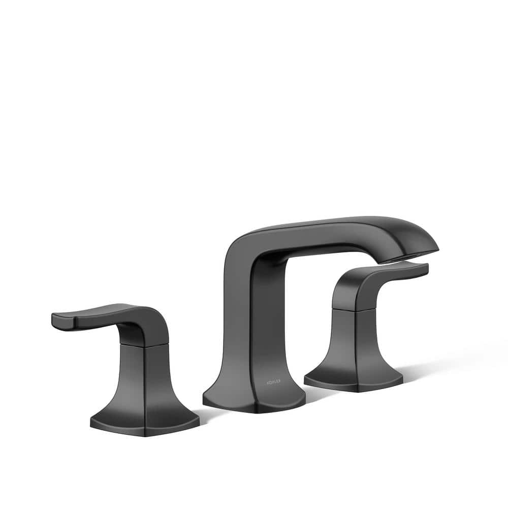 KOHLER Rubicon 8 in. Widespread 2-Handle Bathroom Faucet in Matte Black (Valve Included)
