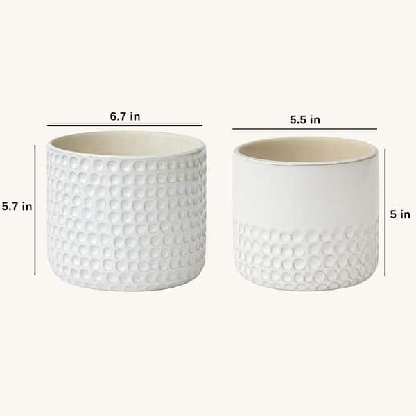 Ivory Ceramic Indoor/Outdoor Planter Flower Plant Pot with Drain