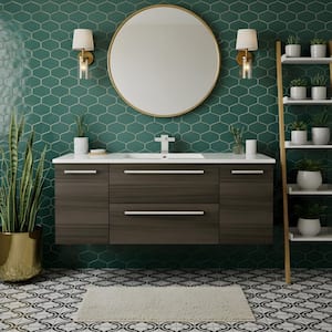 Silhouette 48 in. W x 18 in. D x 20 in. H Single Sink Wall Bathroom Vanity in Zambukka with Cultured Marble Top in White