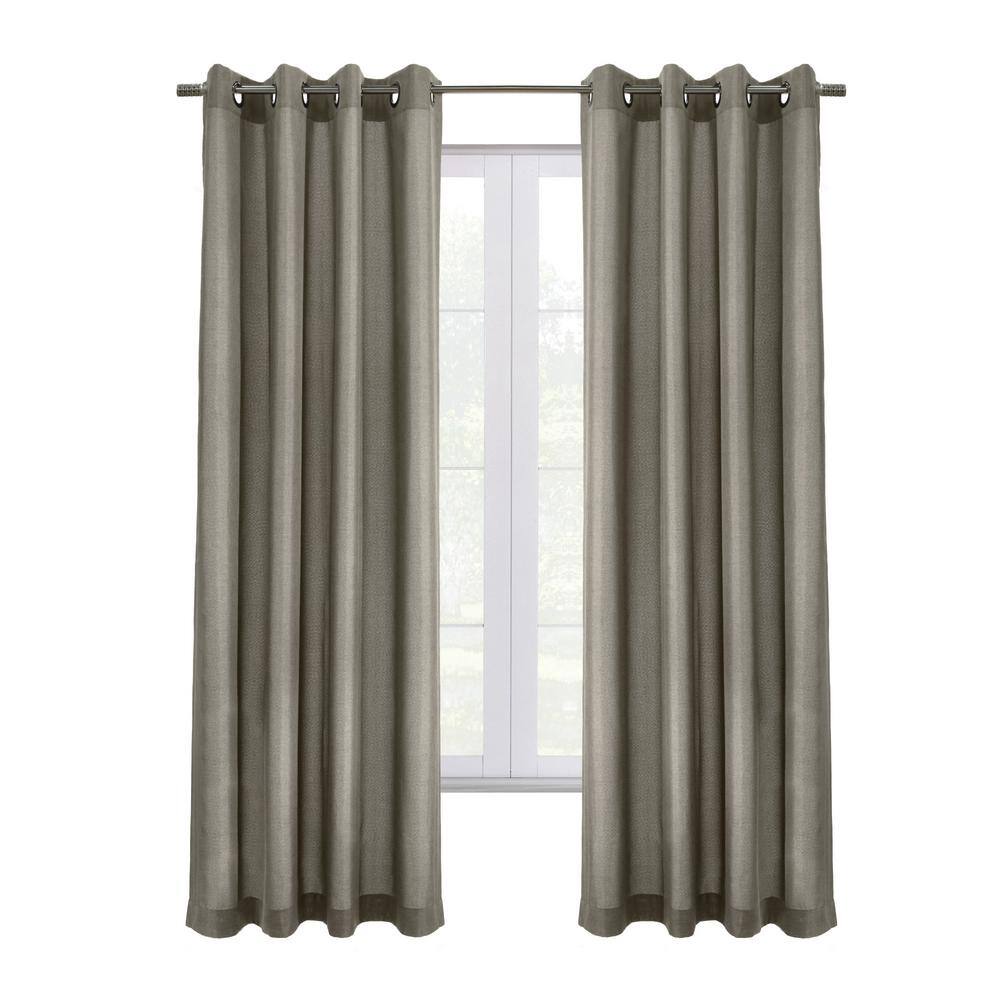 Edison Light Grey Polyester Textured 52 in. W x 108 in. L Grommet Indoor Bl