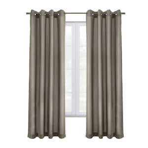 Edison Light Grey Polyester Textured 52 in. W x 108 in. L Grommet Indoor Blackout Curtain (Single Panel)