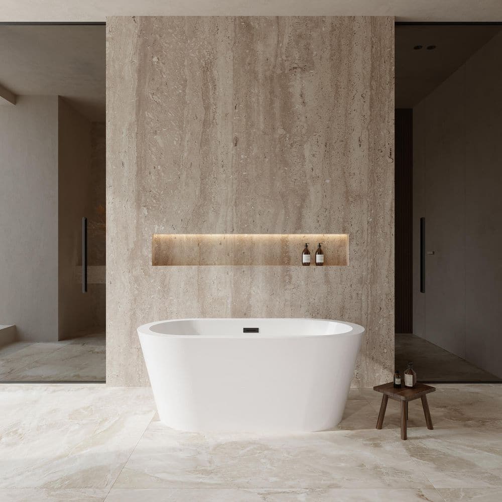 Mermaid 60 in. Acrylic Flatbottom Bathtub in White with Matte Black Trim price history on PriceWatchPro