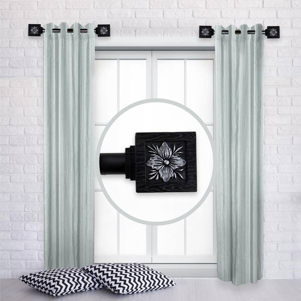 Home Depot Double Rod Desyne Bun Ceiling 120 In. - 170 In. Single Curtain  Rod In Black With Finial 100 50 992cl Rods With Rings, image size:1000x1000