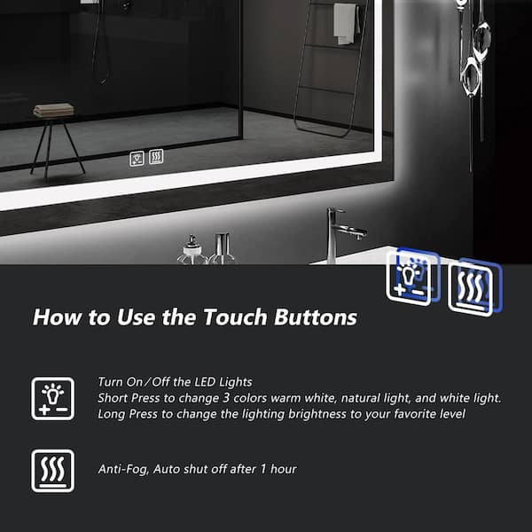 HOMEIBRO 72 in. W x 36 in. H Rectangular Frameless LED Light