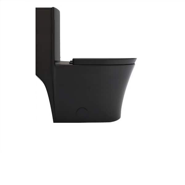 12 in. 1-piece 1.1/1.6 GPF Dual Flush Elongated 1-Piece Toilet in Black