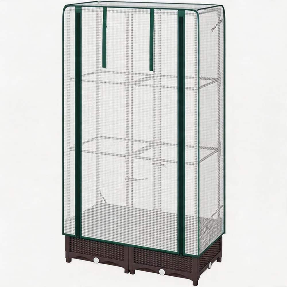 Brown and White Polypropylene Rectangular Planter Box with Trellis, Cover and Self-Watering price history on PriceWatchPro