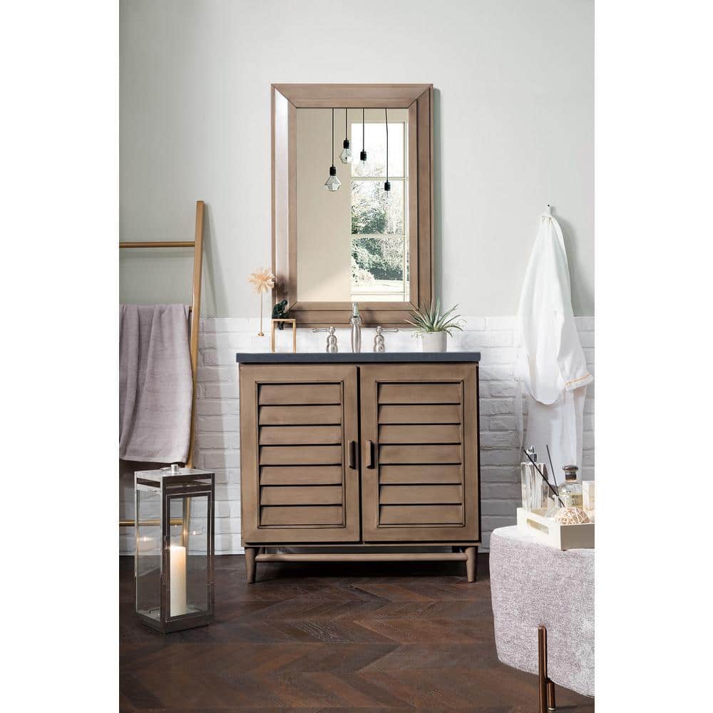 Portland 36 in. W23.5 in.D x 34.3 in. H Single Vanity in Whitewashed Walnut with Quartz Top in Charcoal Soapstone price history on PriceWatchPro