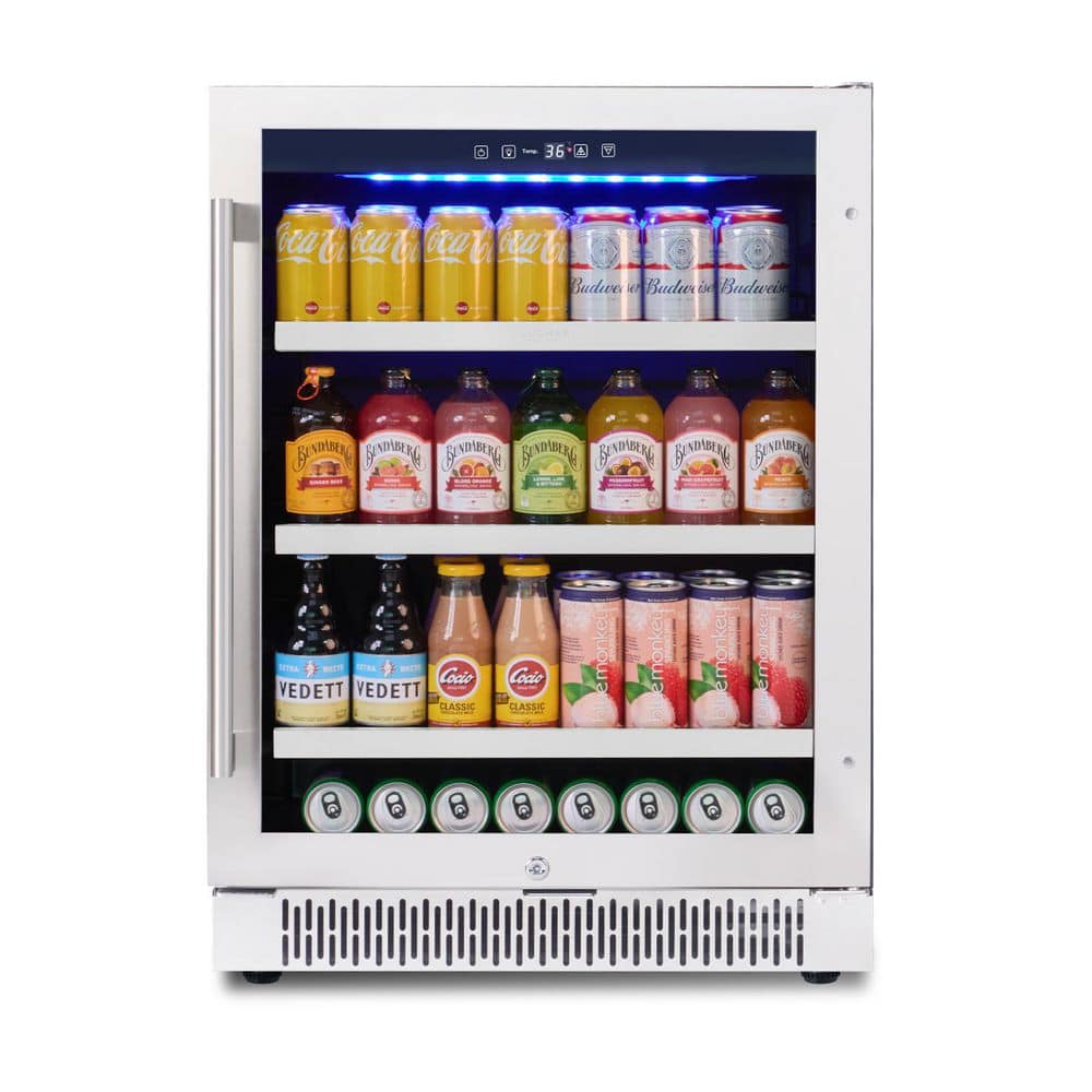 24 in. Single Zone 173-Cans Beverage Refrigerator with Adjustable Shelves i