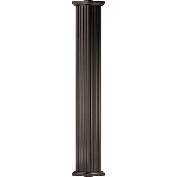 AFCO 9' x 5-1/2" Endura-Aluminum Column, Fluted Square Shaft (Post Wrap Installation), Non-Tapered, Textured Brown