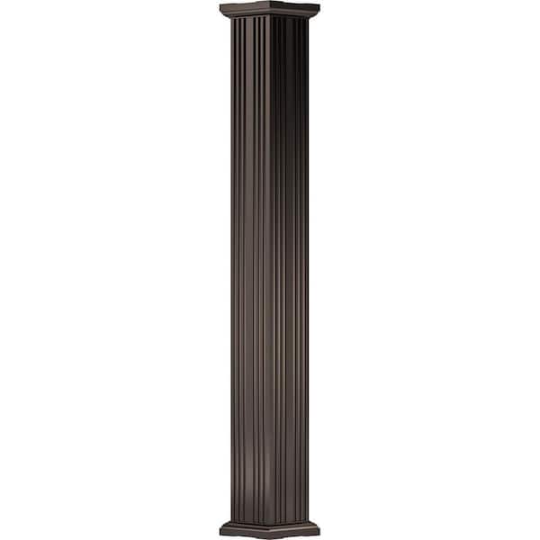 AFCO 9' x 7-1/2" Endura-Aluminum Column, Square Shaft (Post Wrap Installation), Non-Tapered, Fluted, Textured Brown