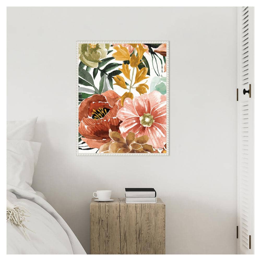 Beaded Perimeter Floral Watercolor Canvas Wall Art, 23 x 28
