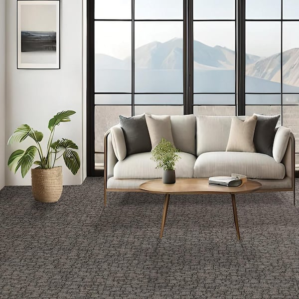 Painted Picture - Obsidian-Gray 12 ft. 45 oz. Triexta PET Pattern Installed Carpet