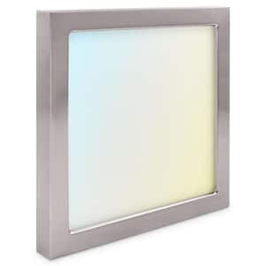6 in. Square Nickel Modern Flush Mount Ceiling Light Selectable LED Integrated 15W 1000LM 5CCT 2700K-5000K Dimmable ETL