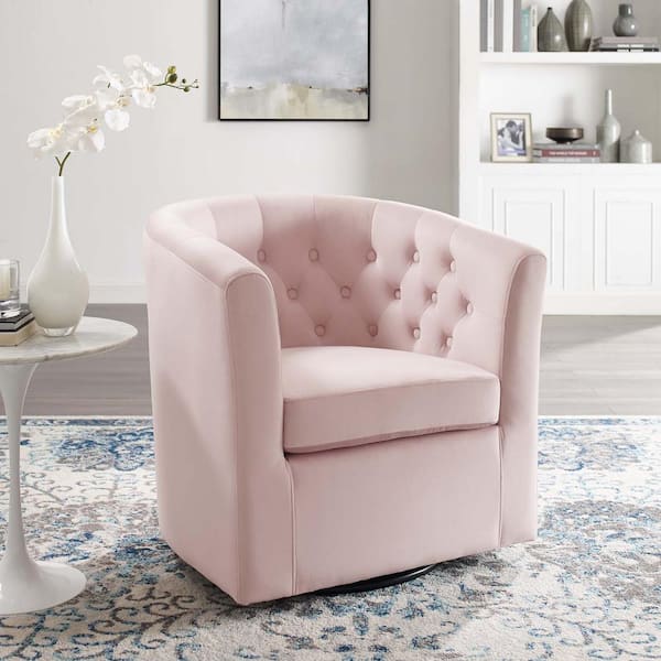 Prospect Pink Tufted Performance Velvet Swivel Armchair
