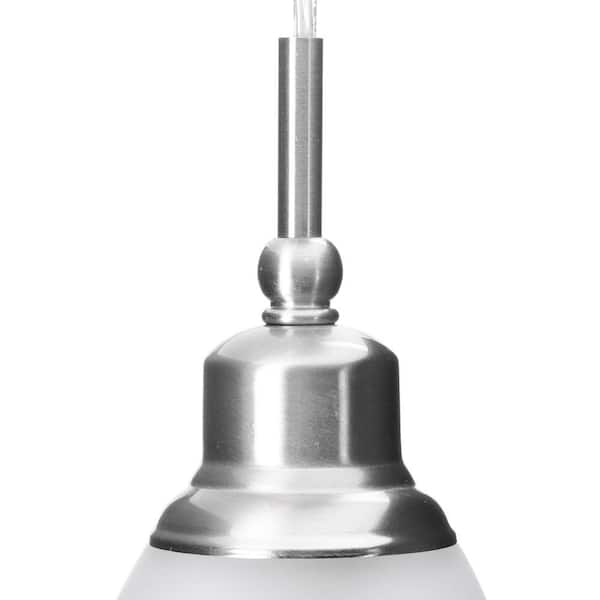 Hampton Bay Riverbrook 1-Light Brushed Frosted (3-Pack) Nickel White - Home HBV8991-BN Shade The with Mini Glass Pendant Depot