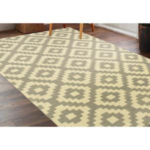 Gray 8 ft. x 10 ft. Handmade Wool Contemporary Flatweave Reversible Moroccan Area Rug