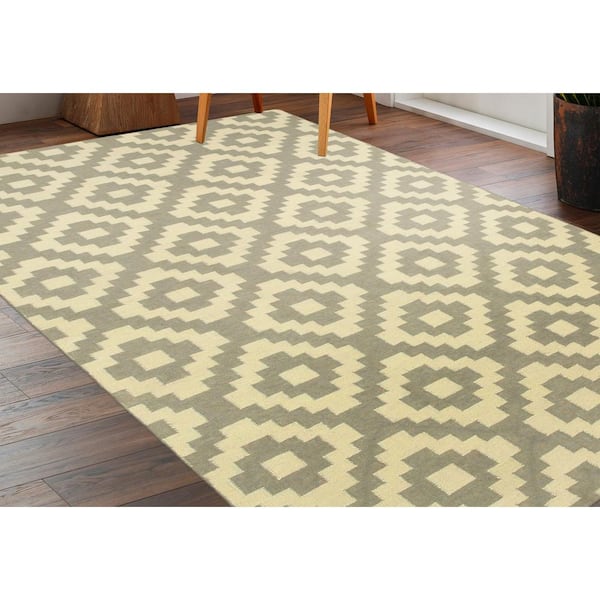 Gray 8 ft. x 10 ft. Handmade Wool Contemporary Flatweave Reversible Moroccan Area Rug