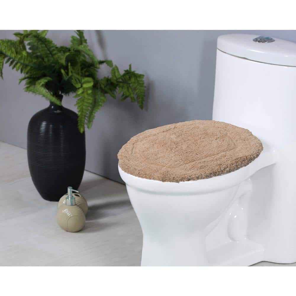 Linen Cotton Tufted Toilet Lid Cover, 18"x18"