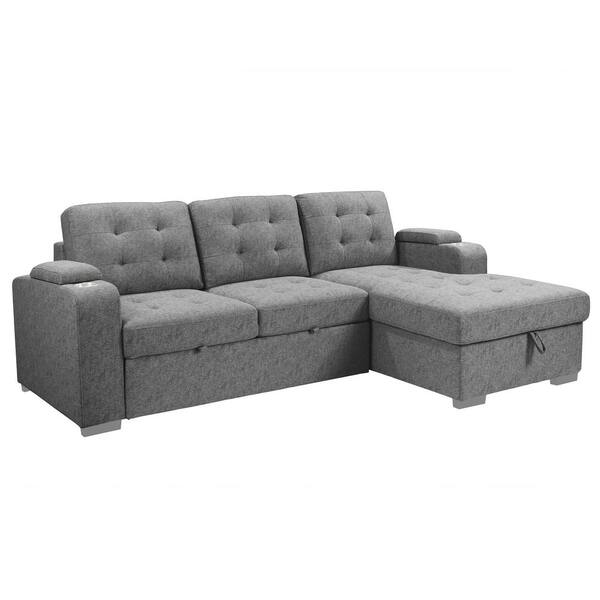 L Shaped Tufted Sectional Sofa Bed