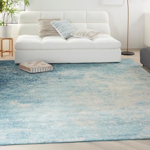 Passion Navy/Light Blue 9 ft. x 12 ft. Abstract Contemporary Area Rug