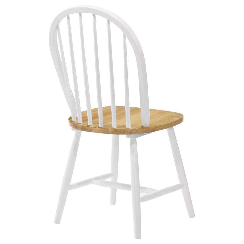 White and Natural Brown High Back Windsor Side Chair