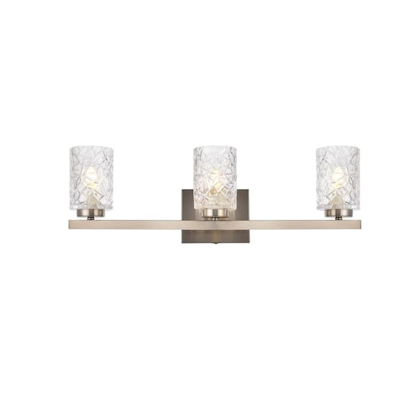 Unbranded Home Living 24 in. 3-Light Satin Nickel Vanity Light with Glass Shade