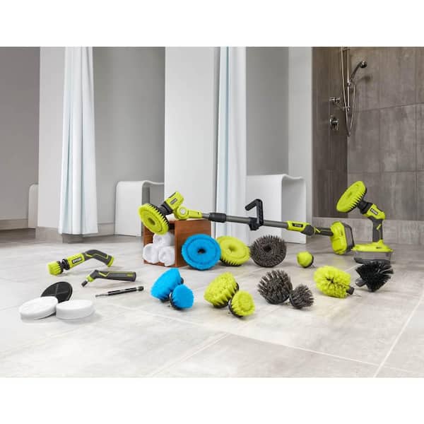 Ryobi One+ 18V Cordless Compact Power Scrubber Kit with 2.0 Ah Battery and Charger