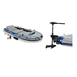 Excursion 5 Inflatable Fishing Boat Set with Transom Mount Trolling Motor