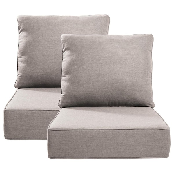 24 in., x 24 in., x 6 in., 4-Piece Repacement Deep Seating Olefin Outdoor Lounge Chair Cushion in Beige