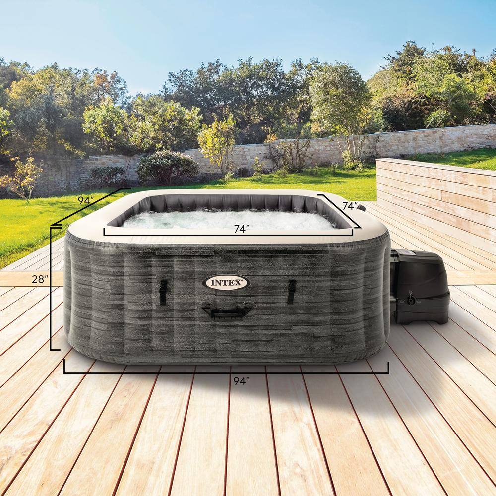 Intex 6-Person Gray Inflatable Square Hot Tub Spa