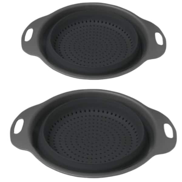 Aoibox Black Collapsible Silicon Kitchen Colanders Set of 2
