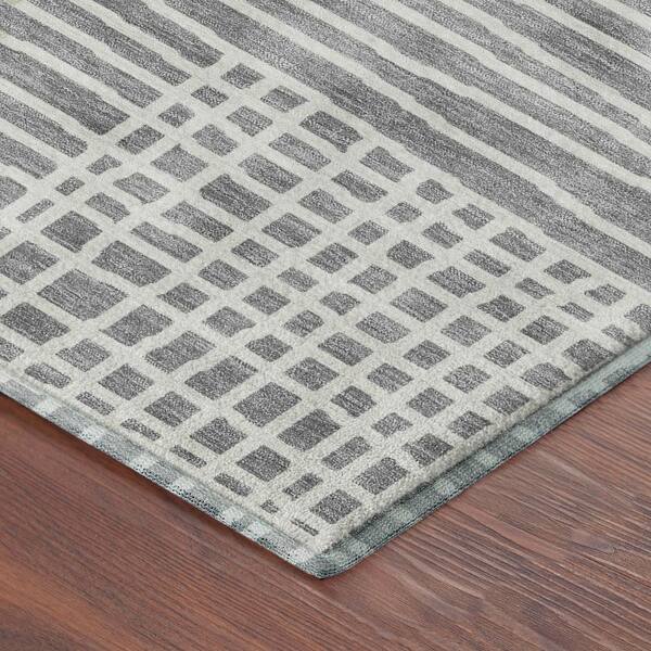 Mayfield Premium Machine Washable Abstract AMF2270 Gray 3 ft. x 4 ft. Area Rug
