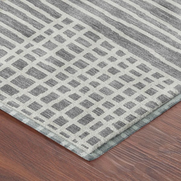 Mayfield Premium Machine Washable Abstract AMF2270 Gray 5 ft. x 7 ft. 6 in. Area Rug