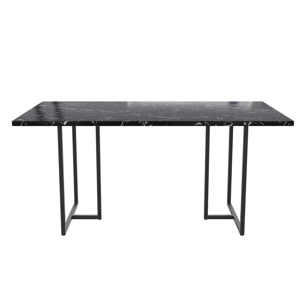Astor 68" Black Faux Marble Dining Table with Metal Legs