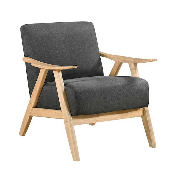 Lazzara Ocala Dark Gray Textured Fabric Upholstery Accent Chair