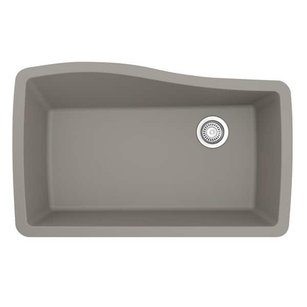 Undermount Quartz/Granite Composite 33 in. Single Bowl Kitchen Sink in Concrete