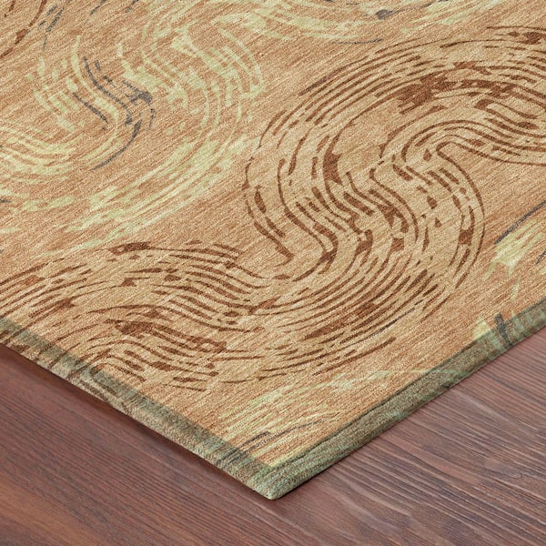 Chantille Machine Washable Indoor/Outdoor Abstract ACN2461 Copper 5 ft. x 7 ft. 6 in. Area Rug