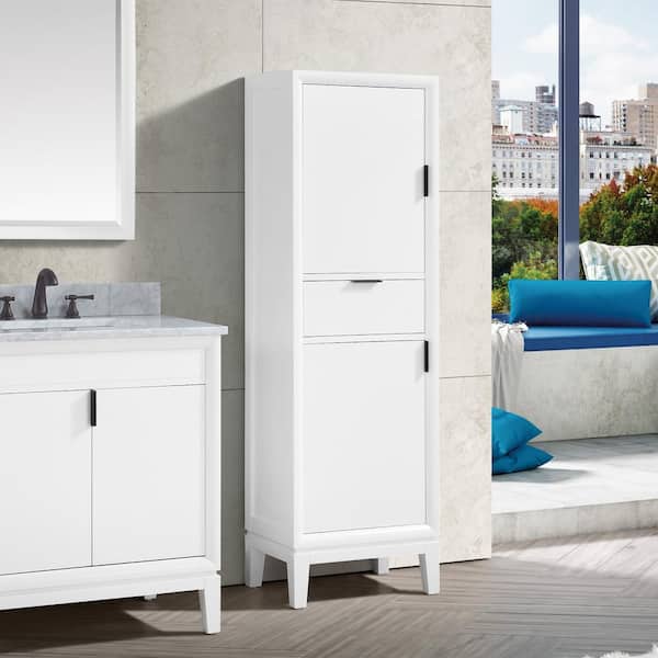 Emma 20 in. W x 15 in. D x 65 in. H Floor Cabinet in. White Finish
