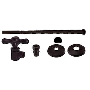 Toilet Kit with Cross Handle Angle Stop Valve, 12 in. Corrugated Riser and Compression Adaptor, Oil Rubbed Bronze