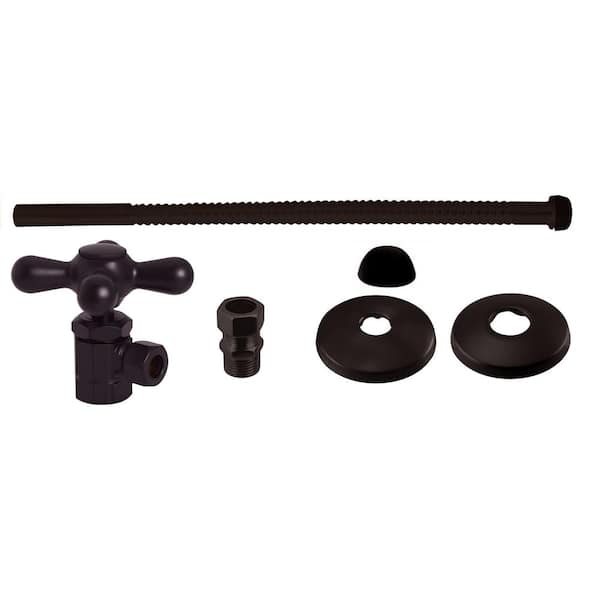 Westbrass Toilet Kit with Cross Handle Angle Stop Valve, 12 in. Corrugated Riser and Compression Adaptor, Oil Rubbed Bronze