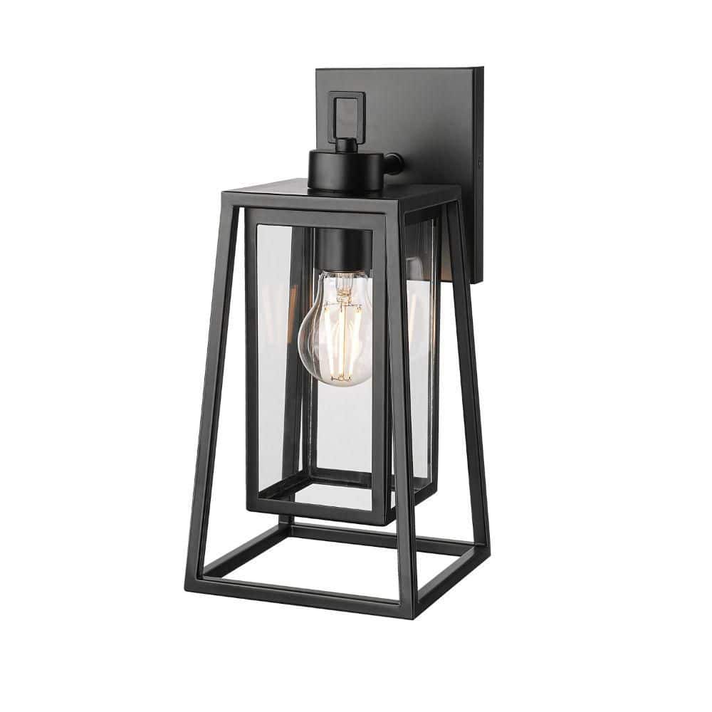 Denzell 13.5 in. 1-Light Powder Coated Black Outdoor Wall Sconce with Clear Glass price history on PriceWatchPro