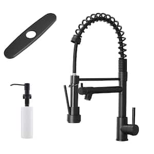 Single Handle Pull Down Sprayer Kitchen Faucet with Advanced Spray, Soap Dispenser Stainless Steel Taps in Matte Black