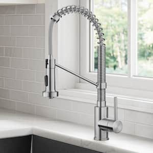 Bolden Single Handle 18-Inch Commercial Kitchen Faucet with Dual Function Pull Down Sprayhead in Stainless Steel