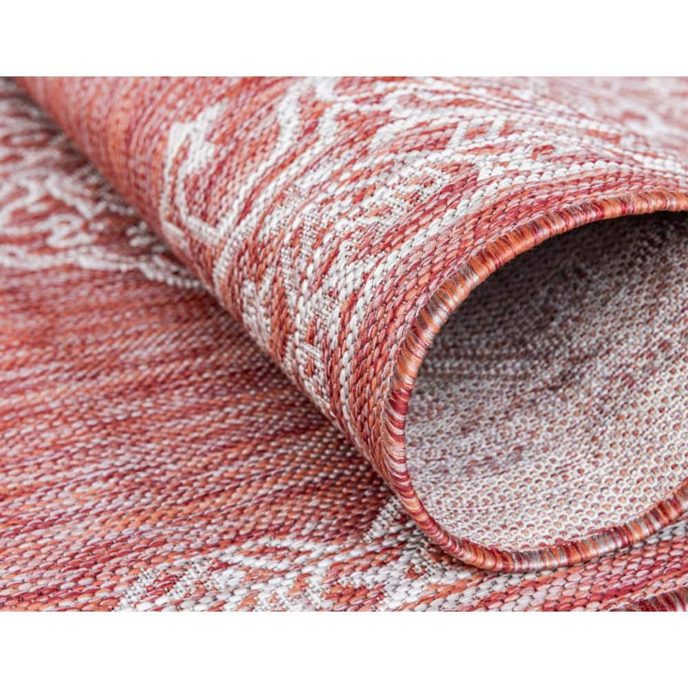 Rustic Rust Red 9' x 12' Synthetic Outdoor Area Rug