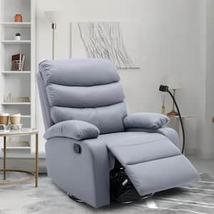 Everglade 30.2 in. W Technical Leather Upholstered Swivel and Rocking Manual Recliner in Light Gray