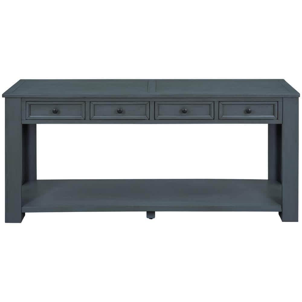 63.00 in. W x 13.30 in. D x 31.00 in. H Navy Blue Linen Cabinet Console Tab