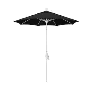 7.5 ft. Matted White Aluminum Market Collar Tilt Patio Umbrella Fiberglass Ribs and in Black Sunbrella