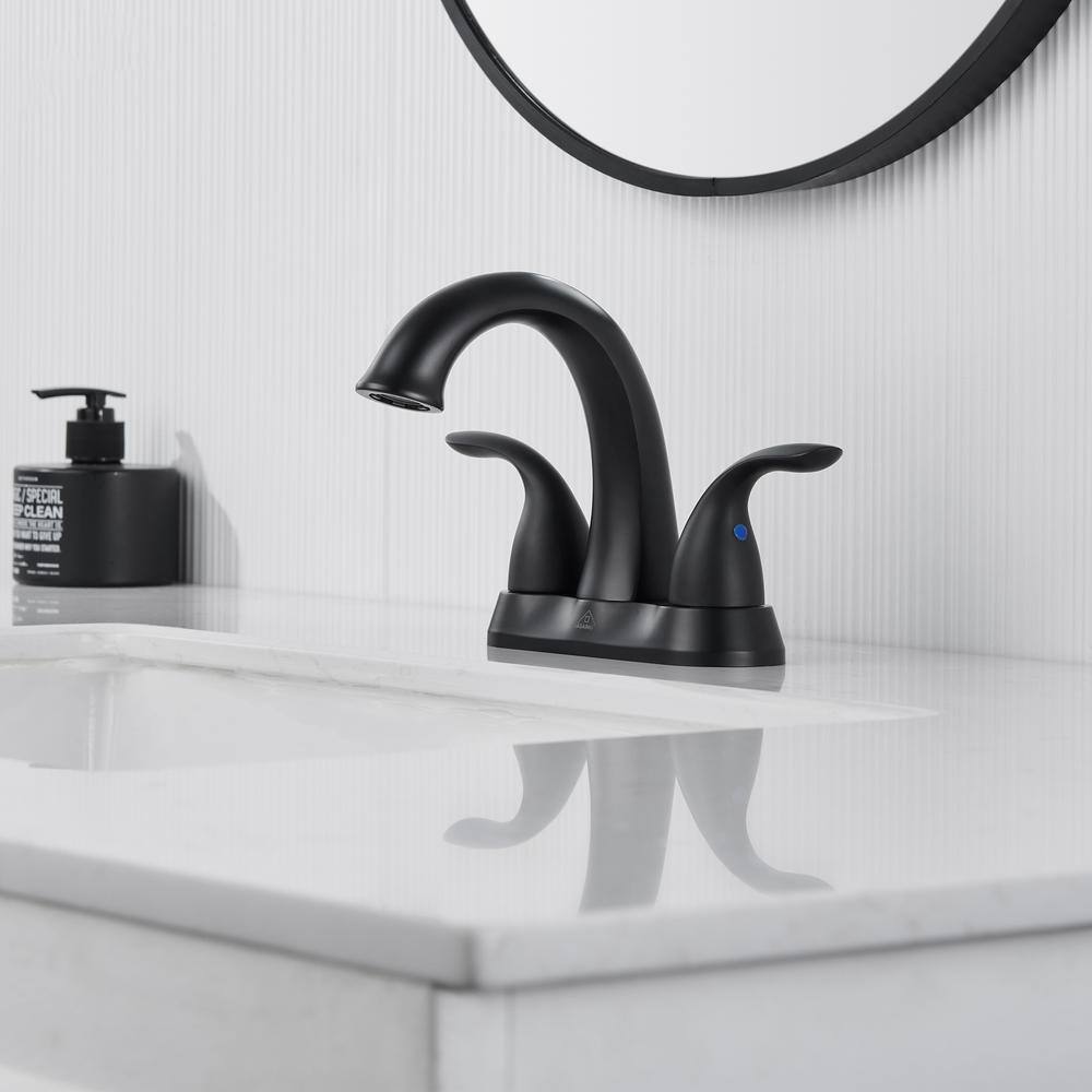 Matte Black Stainless Steel Centerset Bathroom Faucet with Drain