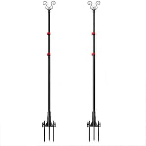 120 in. Black String Light Poles, Adjustable Shepherds Hook, Outdoor Light Poles for Lawn, Patio, Parties (2-Pack)